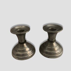Vintage Haugrud Norway Pewter Candle Holders Set of Two